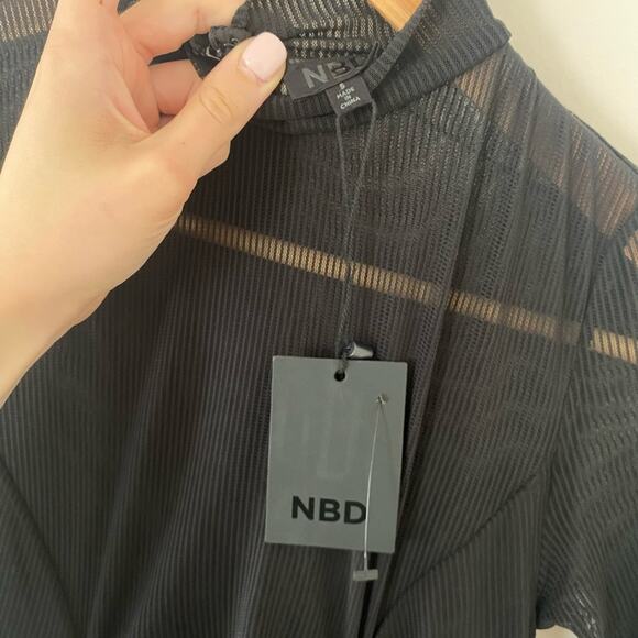 NBD Sycamore Sheer Bodycon Ruched Party Mini Dress in Black Size Small NWT - Picture 5 of 6